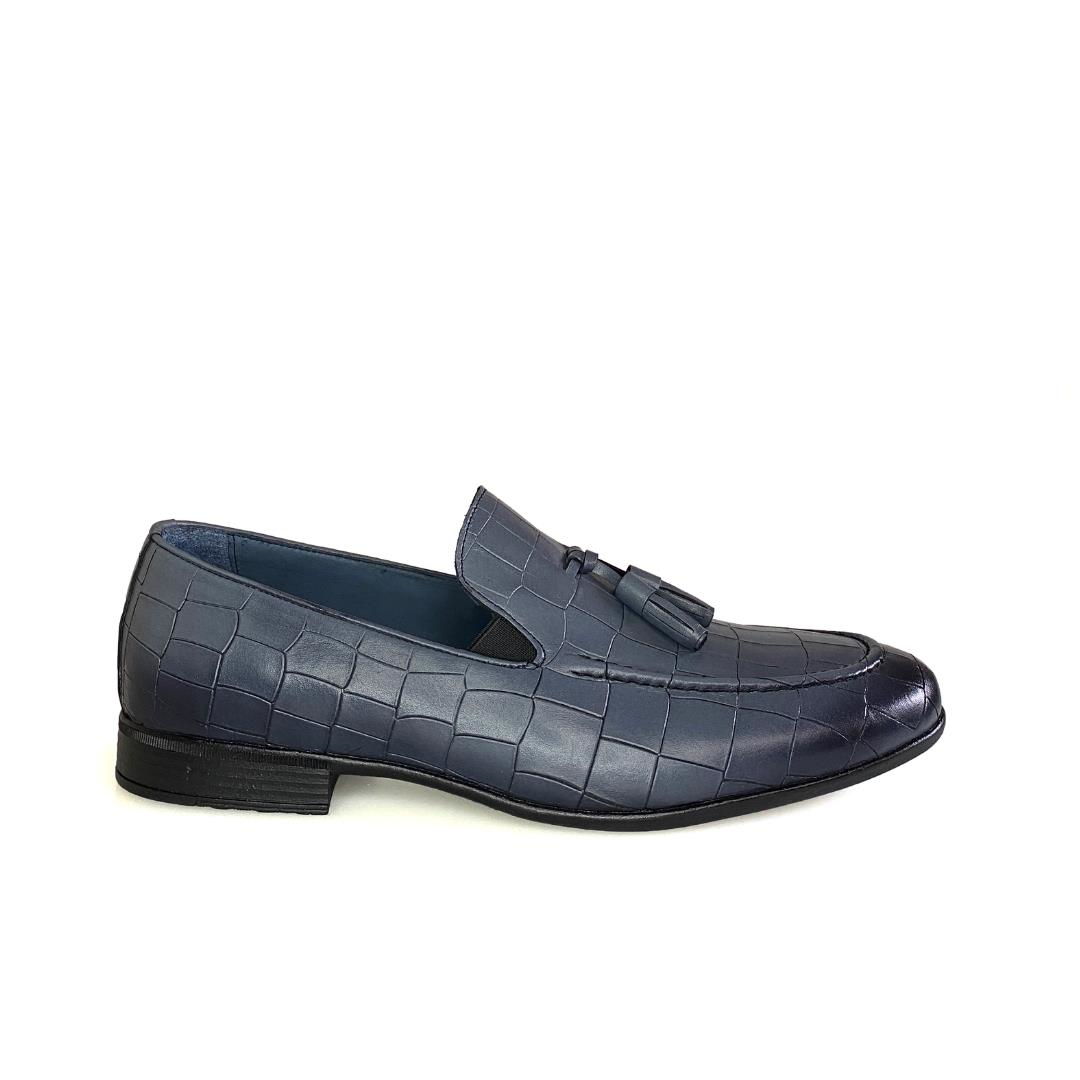 Mavi Piton Baskı Erkek Loafer Ayakkabı