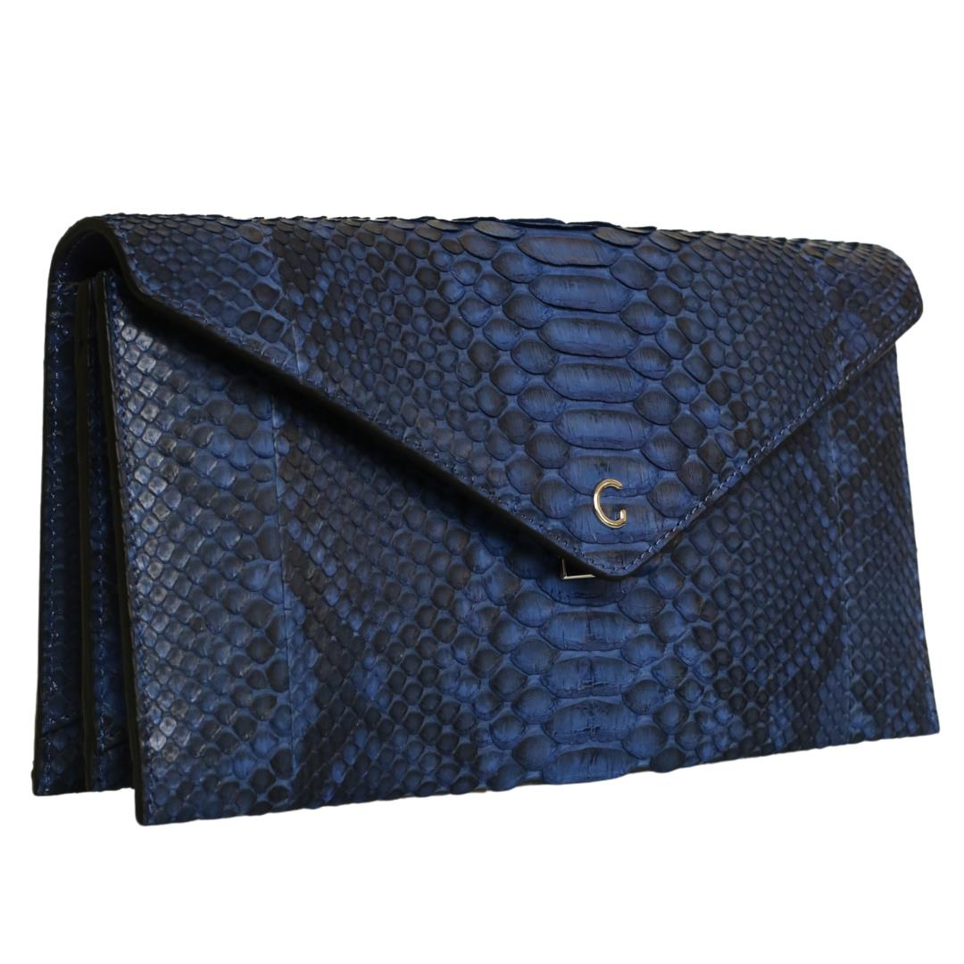 Mavi Python Deri Kadın El Çanta