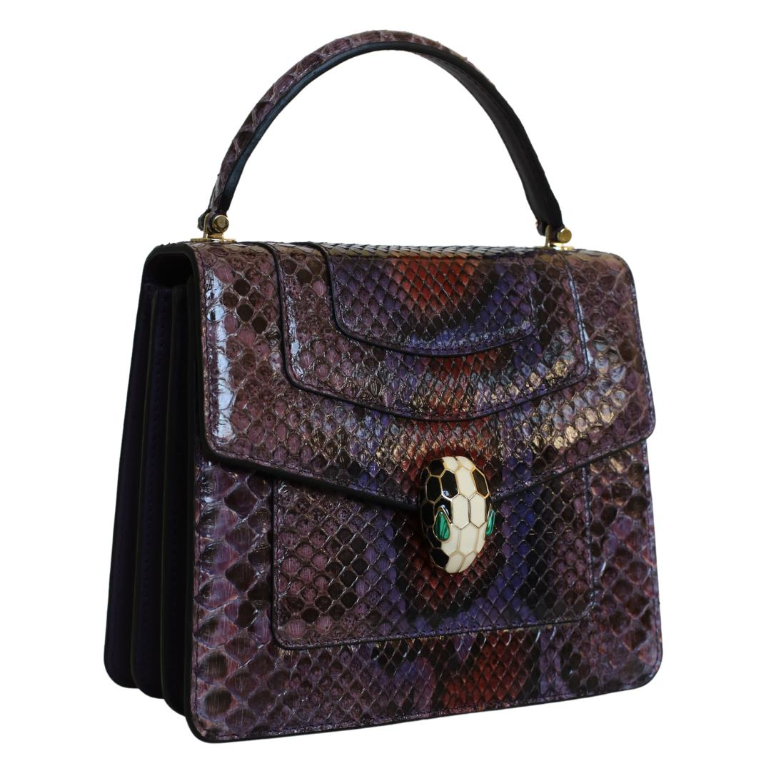 Mor Python Deri Kadın El Çantası
