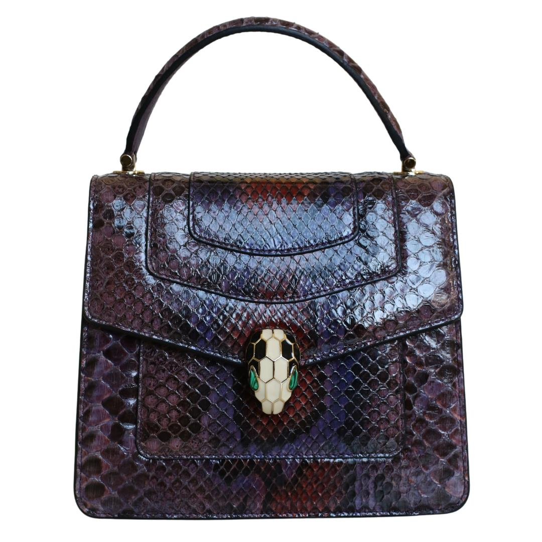 Mor Python Deri Kadın El Çantası