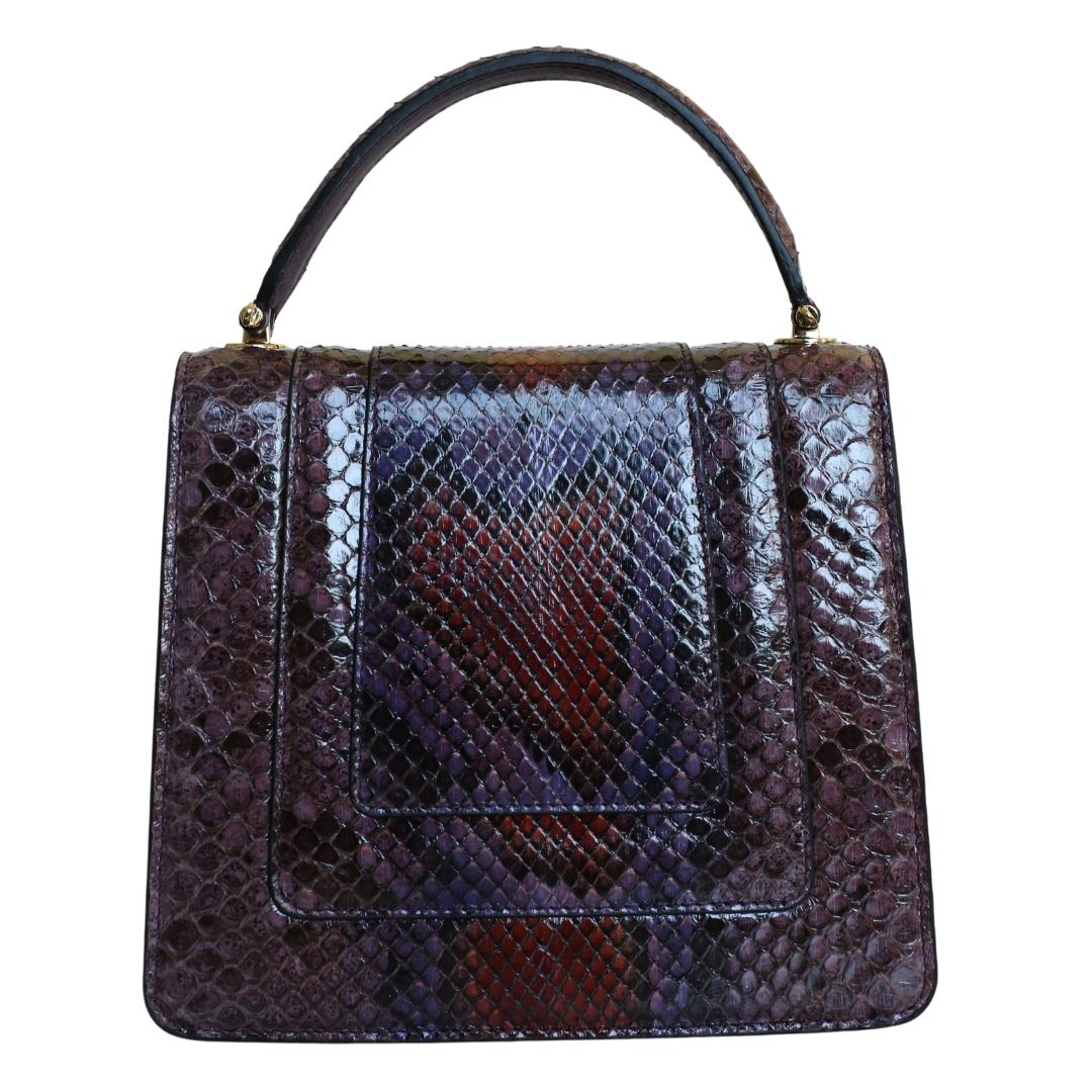 Mor Python Deri Kadın El Çantası