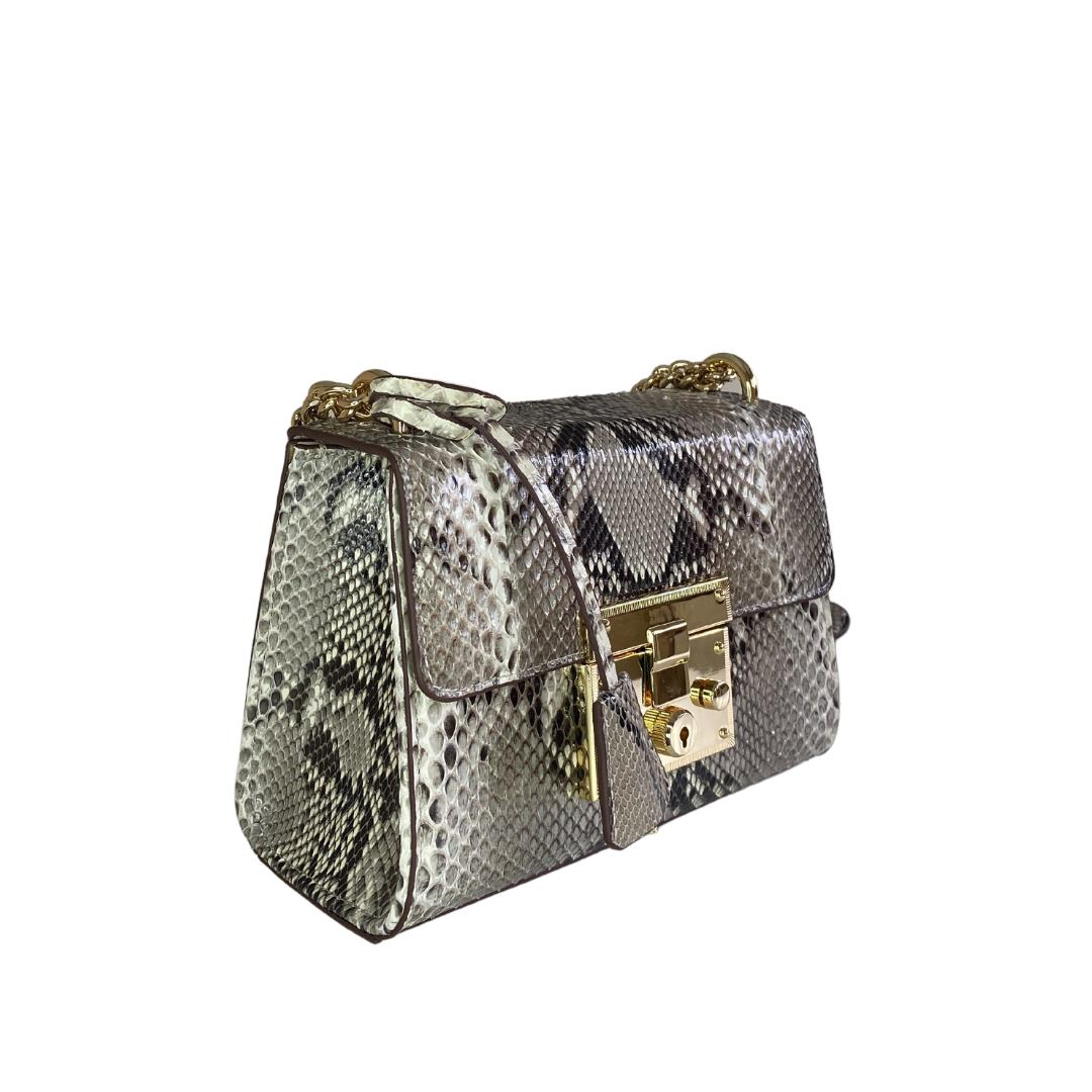 Multi Bej Python Deri Kadın Çapraz Askılı Çanta