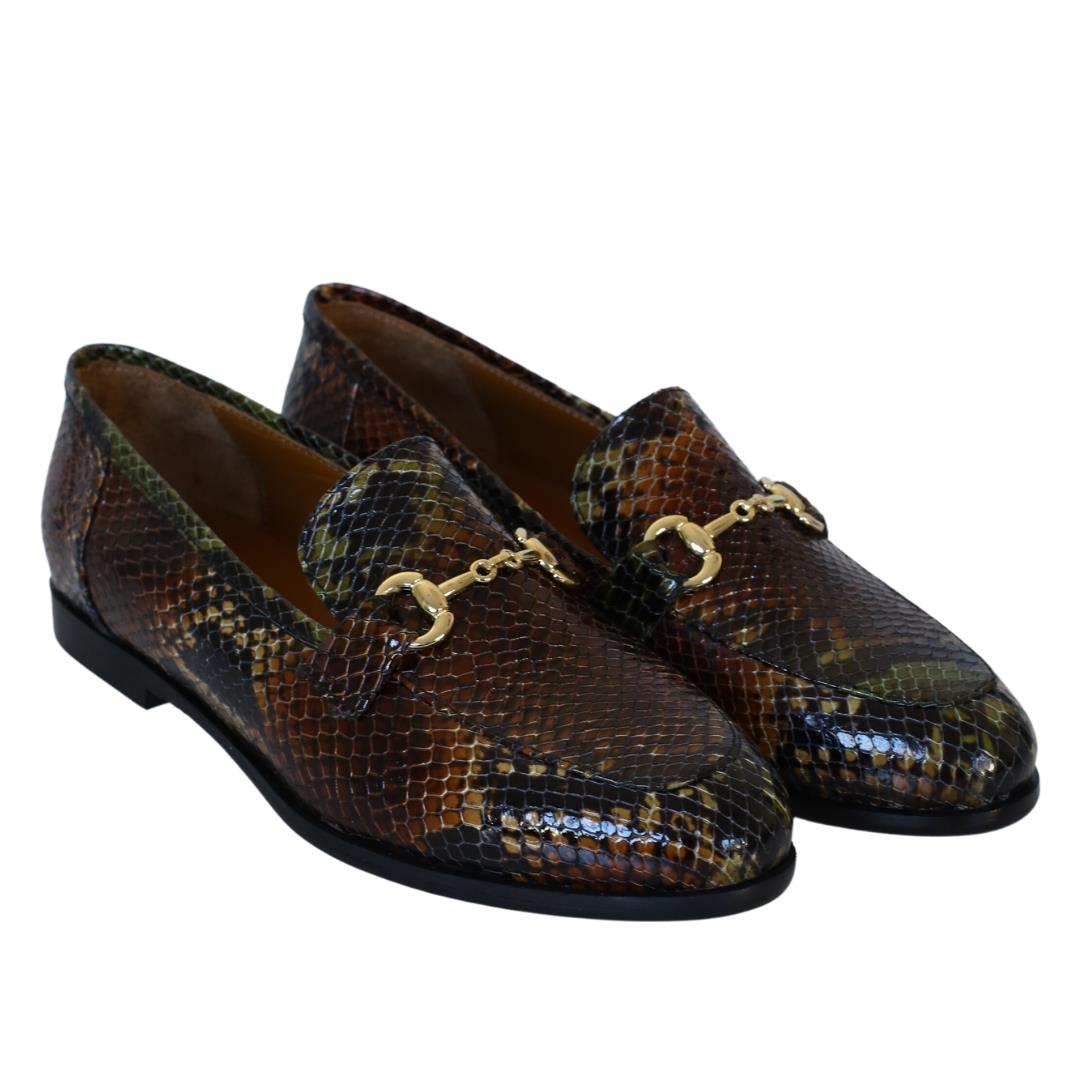 Multi Kahve Deri Kadın Loafer Ayakkabı