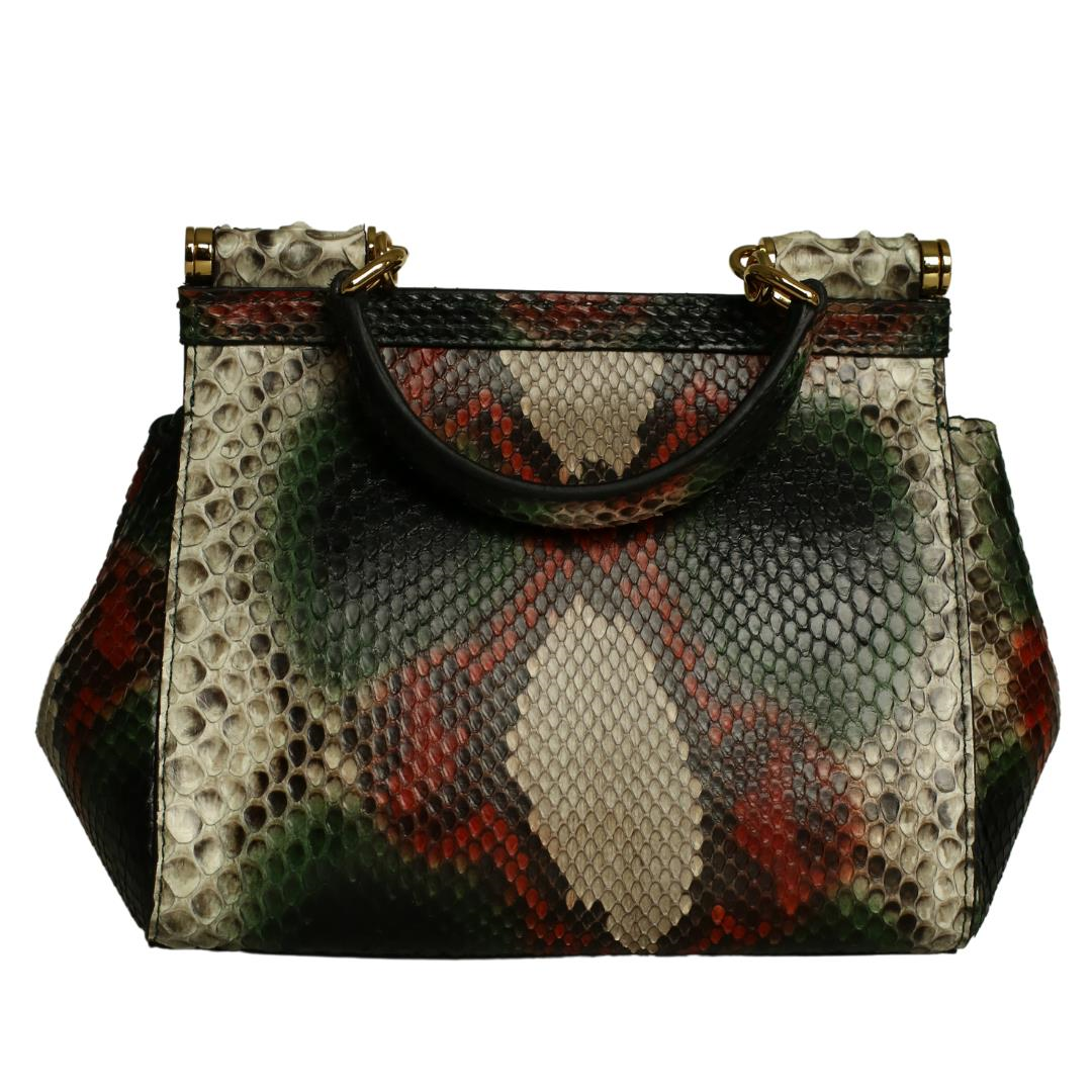 Multi Kırmızı-Yeşil Python Deri Kadın El Çanta