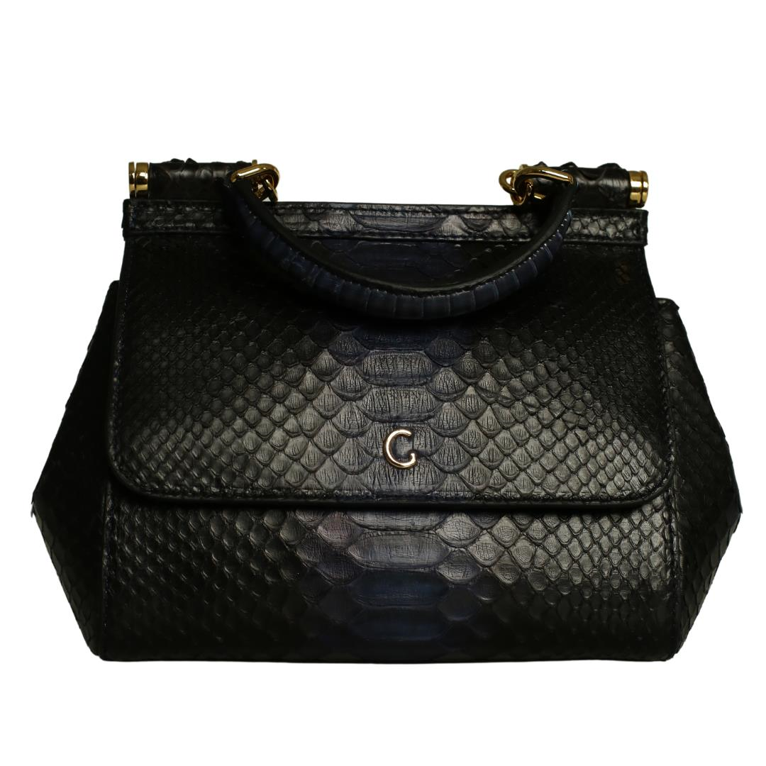 Multi Lacivert Python Deri Kadın El Çanta