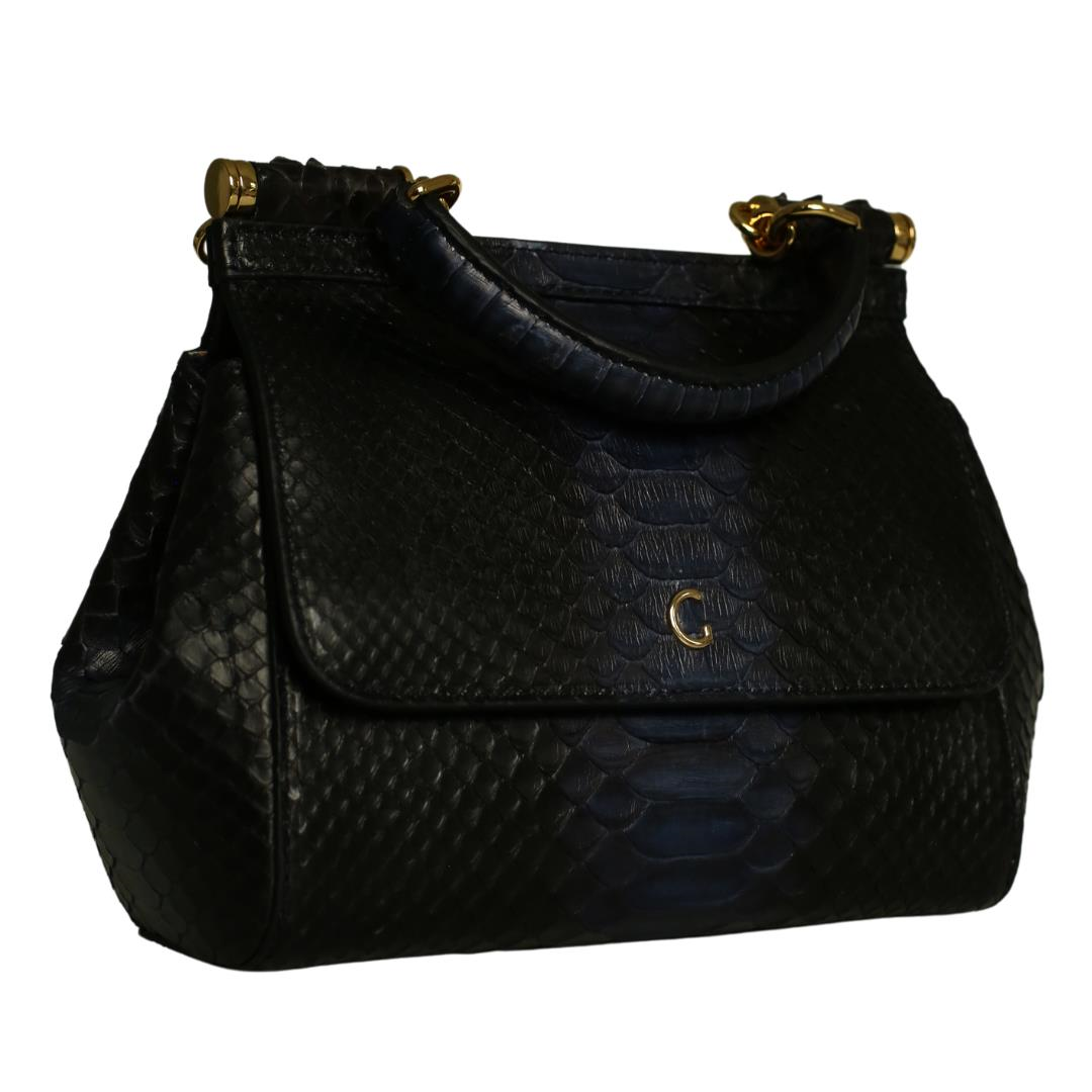 Multi Lacivert Python Deri Kadın El Çanta