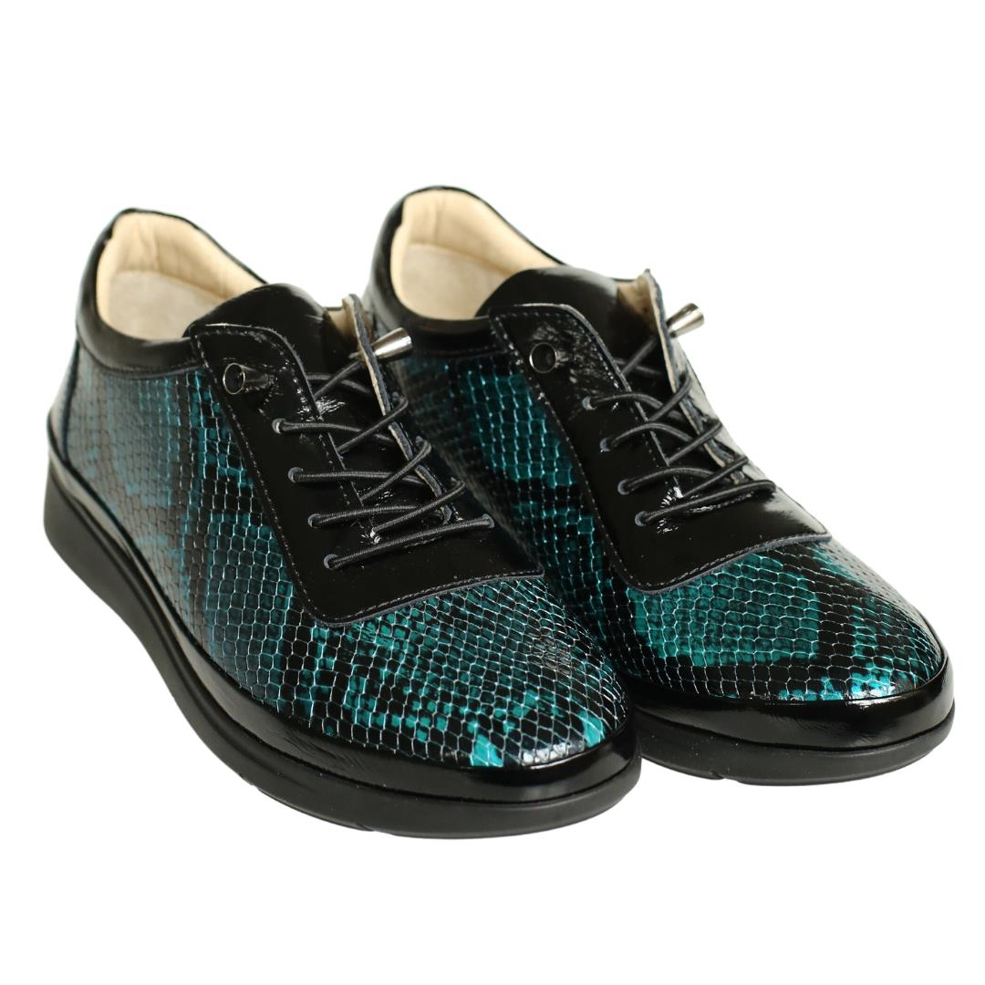 Multi Mavi Pyton Baskı Deri Kadın Günlük Ayakkabı