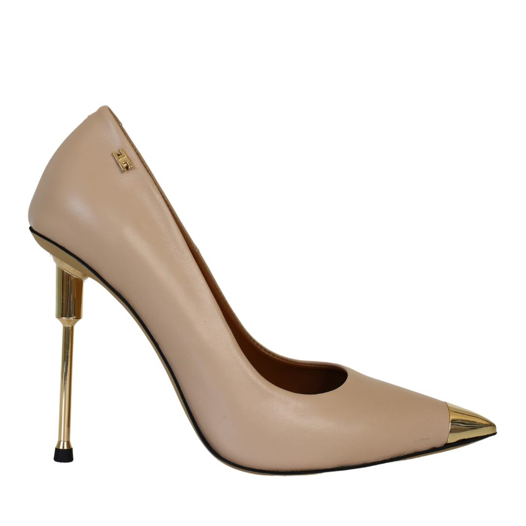 Nude Deri Kadın Stiletto