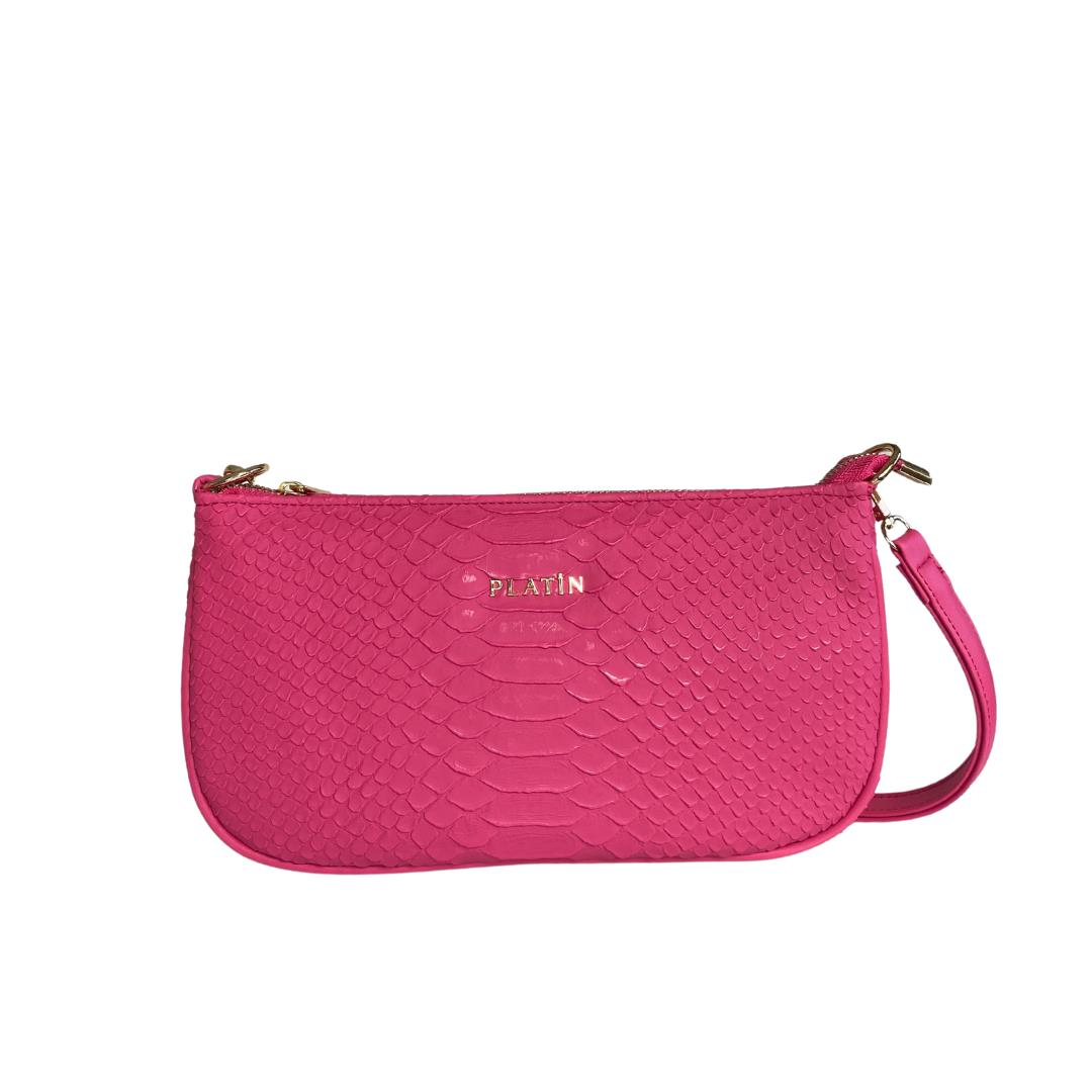 Pembe Python Baskı Kadın Omuz Çanta