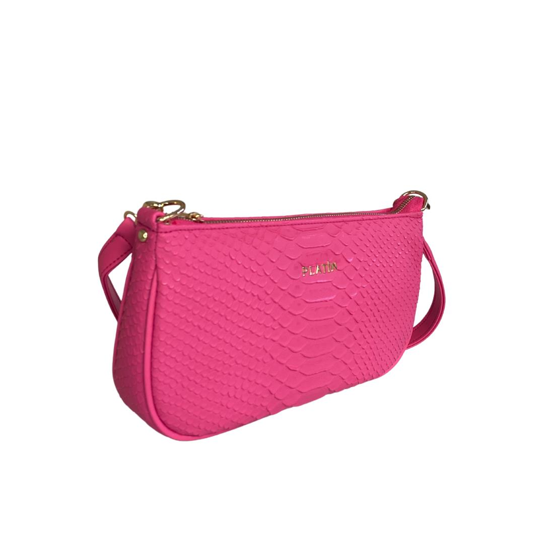 Pembe Python Baskı Kadın Omuz Çanta