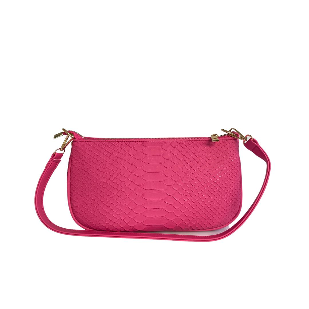 Pembe Python Baskı Kadın Omuz Çanta
