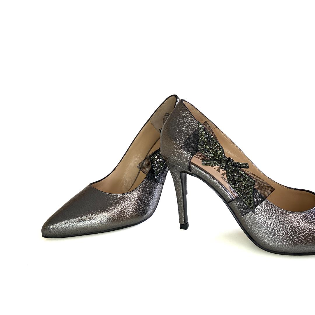 Platin Deri Kadın Stiletto