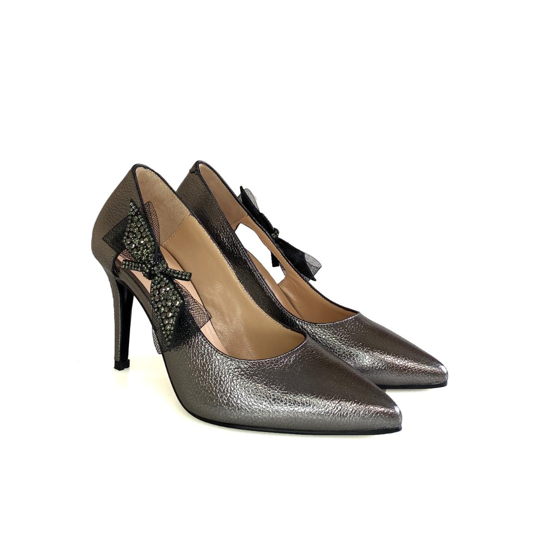 Platin Deri Kadın Stiletto
