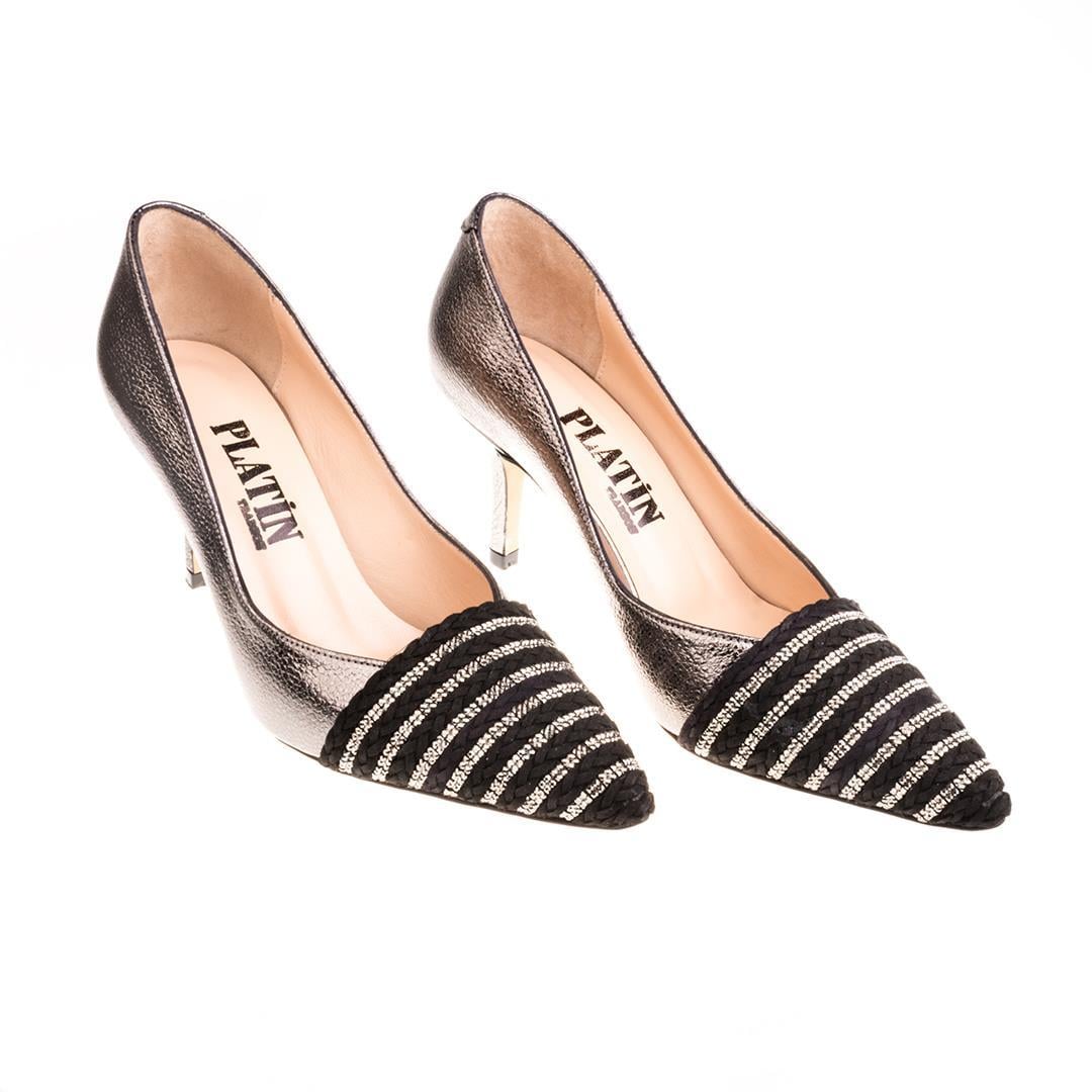Platin Kadın Stiletto Ayakkabı