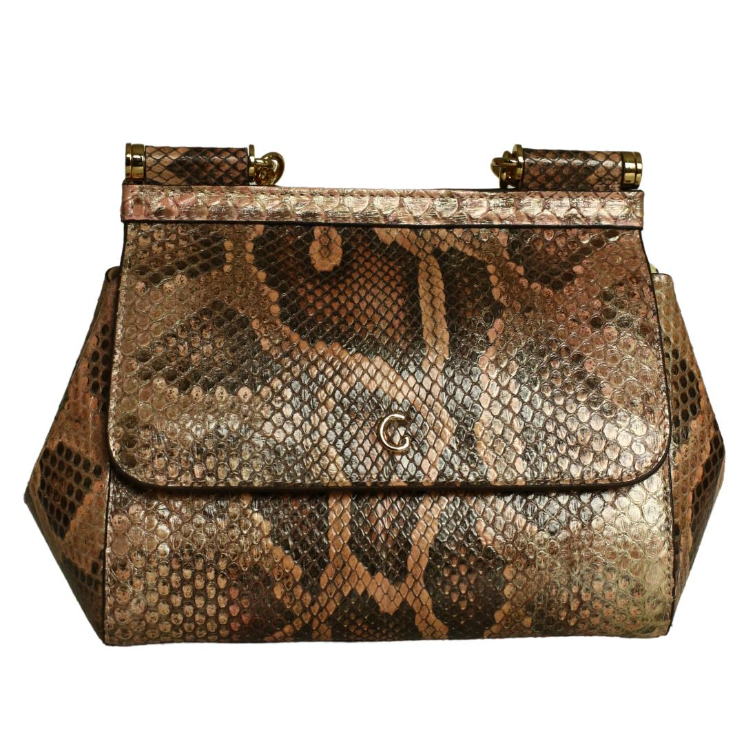 Pudra Python Deri Kadın El Çanta