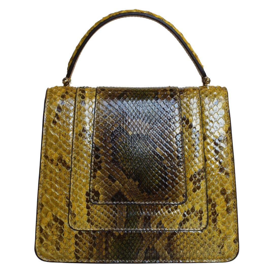 Sarı Python Deri Kadın El Çantası