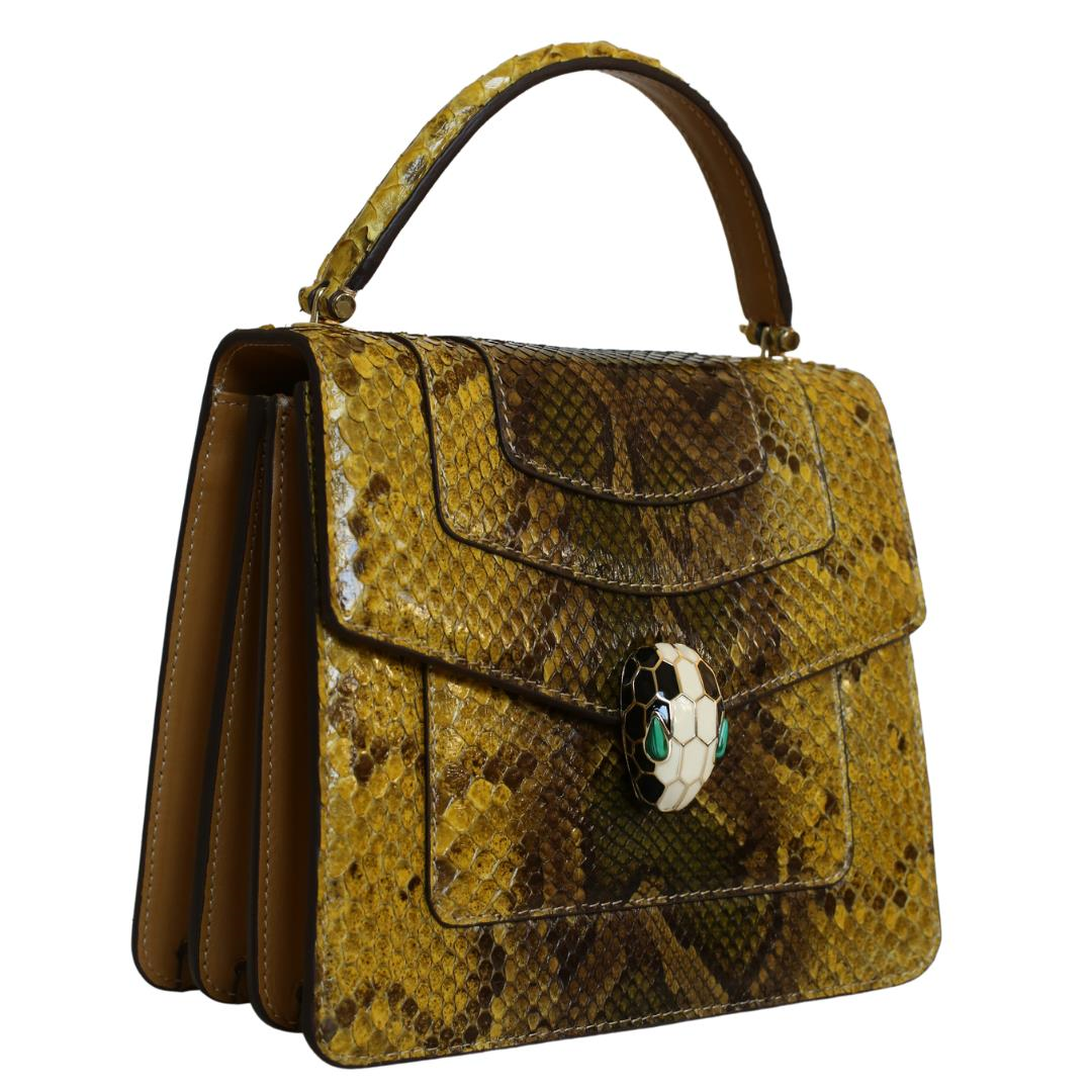 Sarı Python Deri Kadın El Çantası