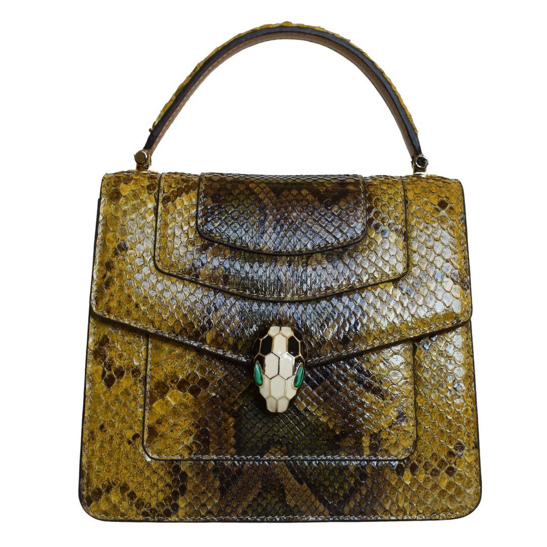 Sarı Python Deri Kadın El Çantası