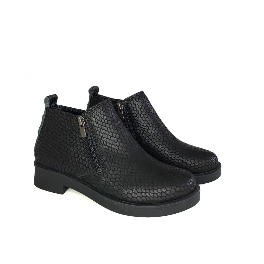 Siyah Baskı Deri Kadın Günlük Bot