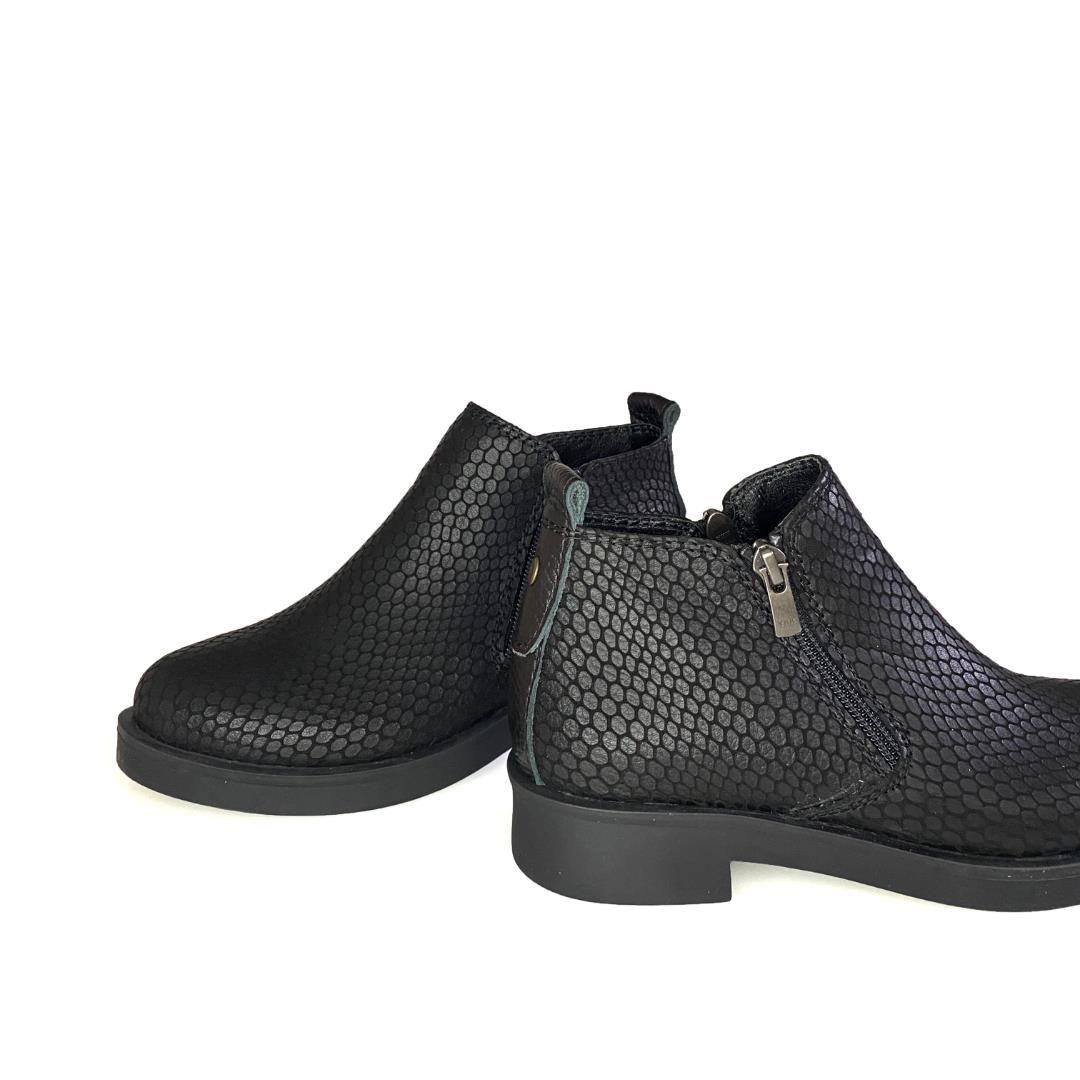 Siyah Baskı Deri Kadın Günlük Bot