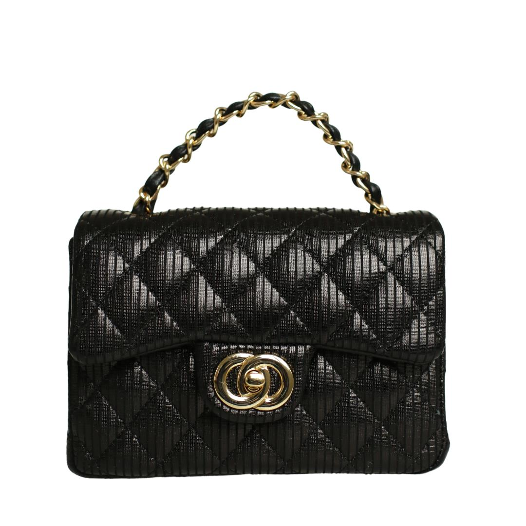 Siyah Baskı Deri Kadın Omuz Çanta