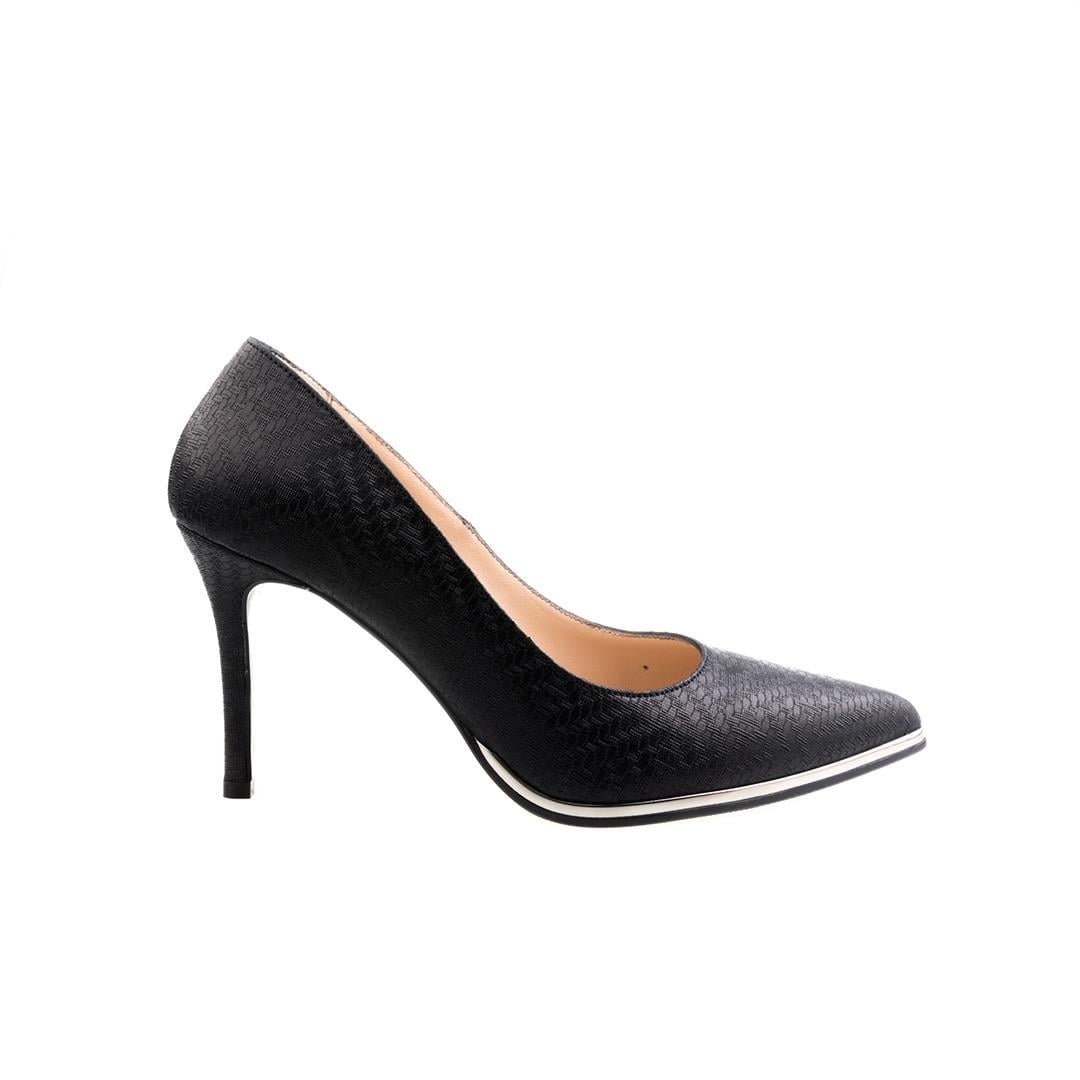 Siyah Baskı Kadın Stiletto Ayakkabı