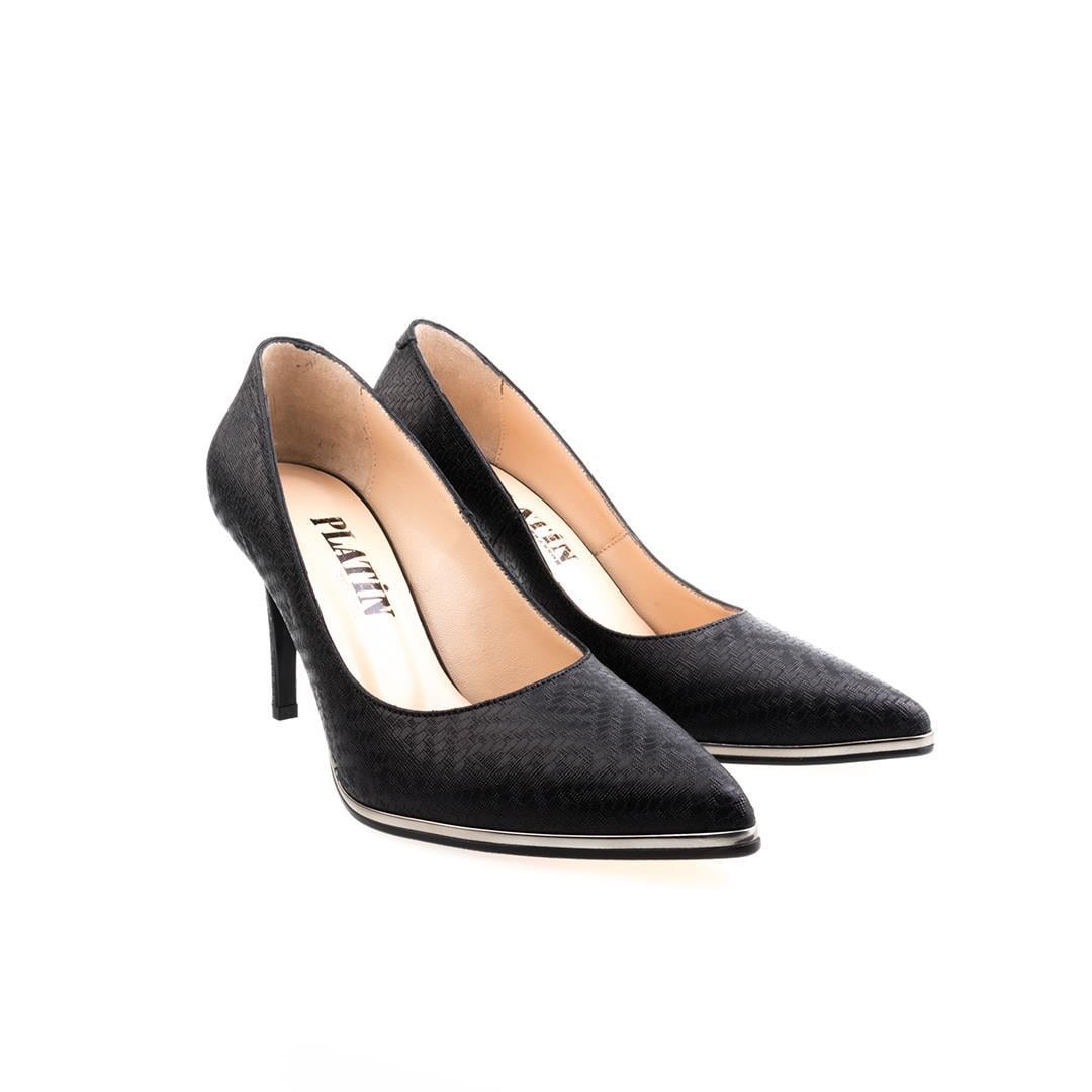 Siyah Baskı Kadın Stiletto Ayakkabı