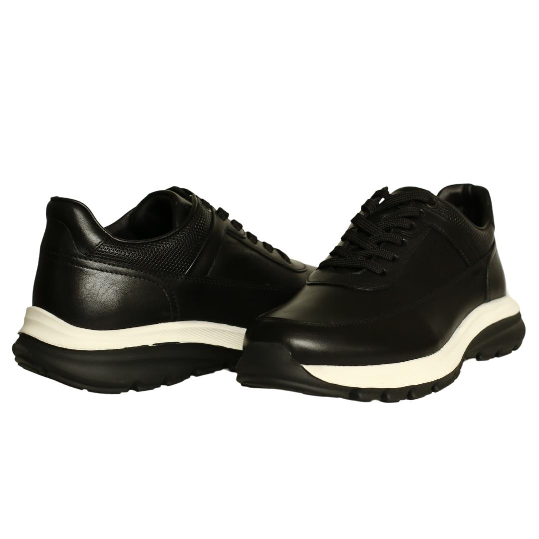 Siyah Deri Erkek Bağcıklı Sneaker