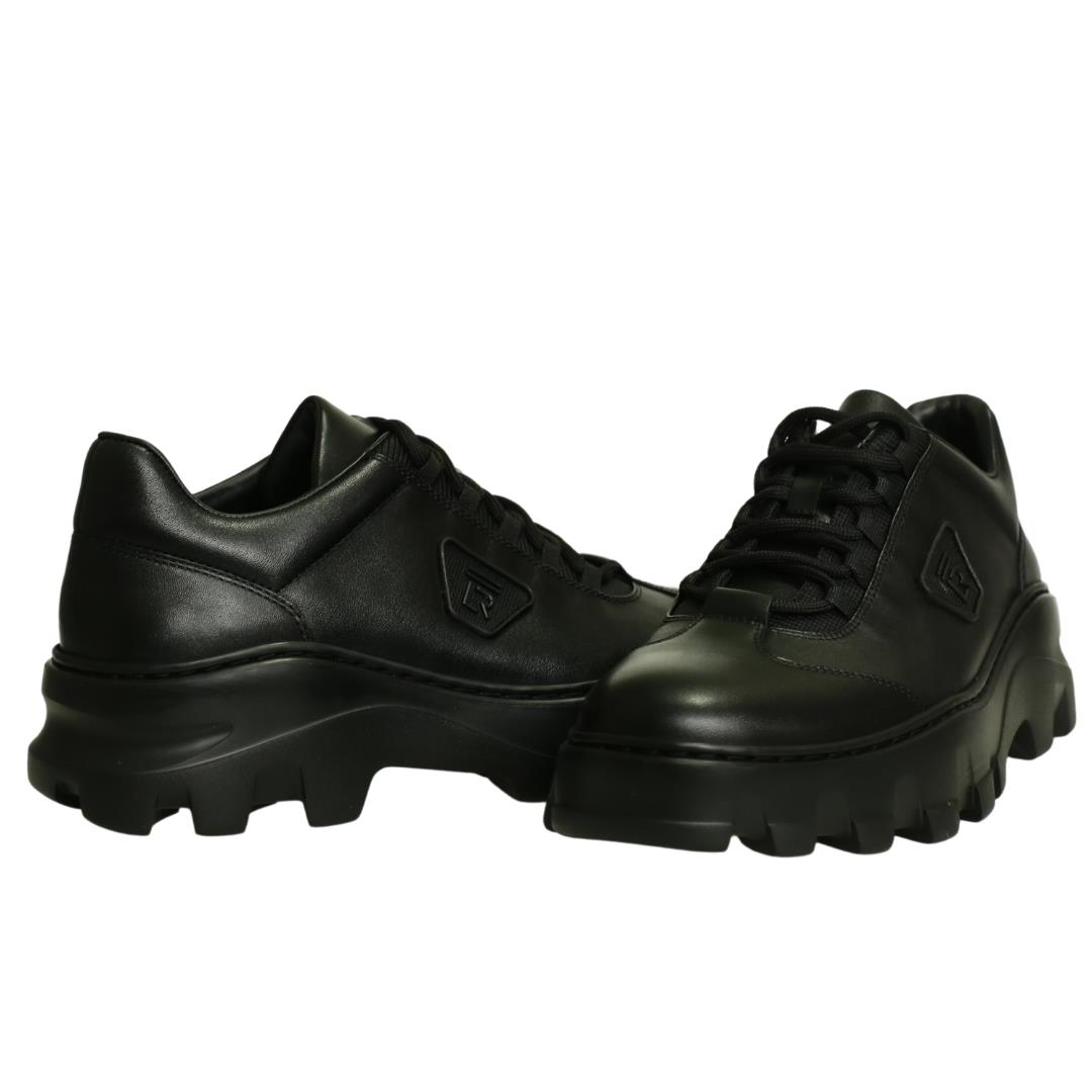 Siyah Deri Erkek Bağcıklı Sneaker
