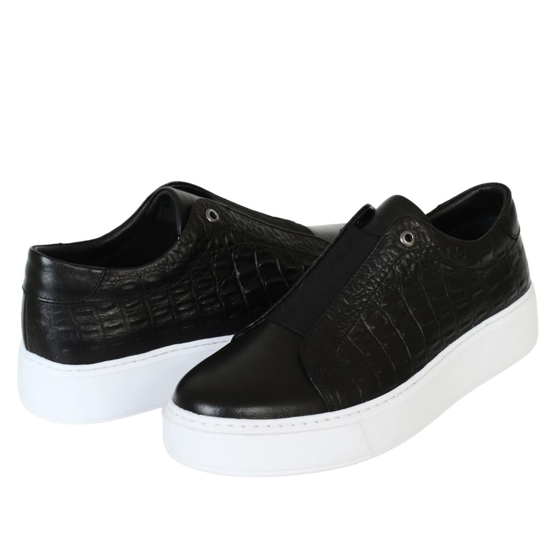 Siyah Deri Erkek Sneaker