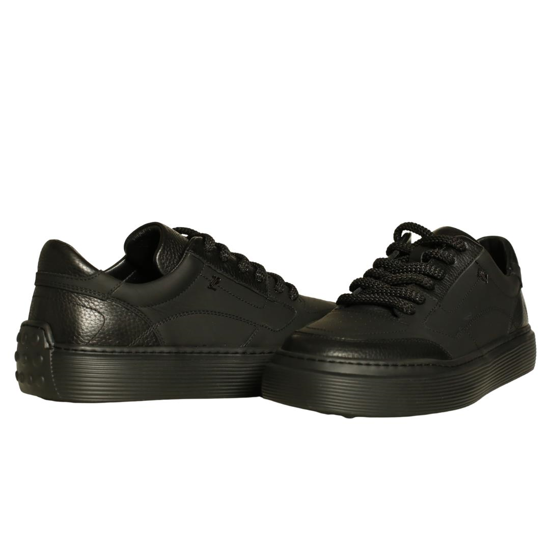 Siyah Deri Erkek Sneaker