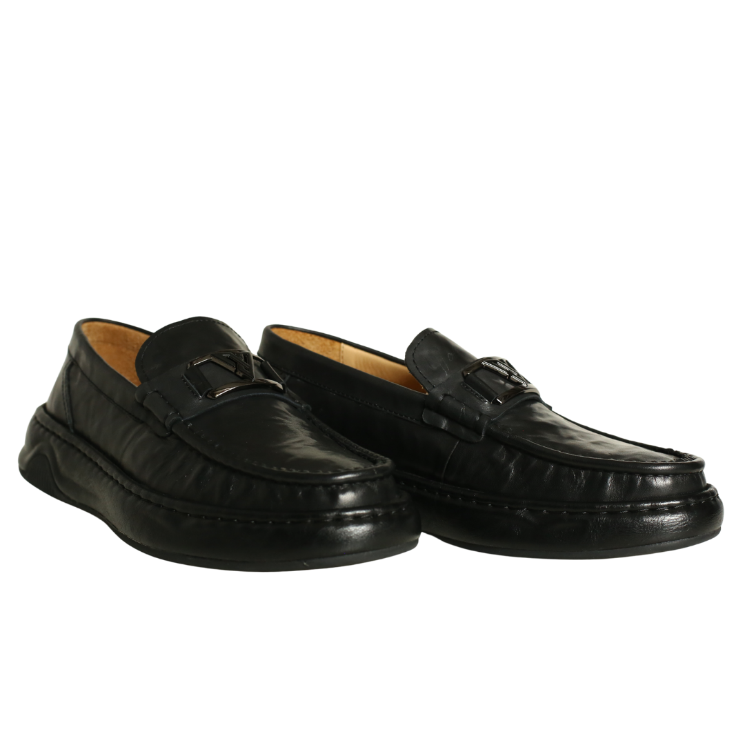 Siyah Deri Erkek Tokalı Loafer