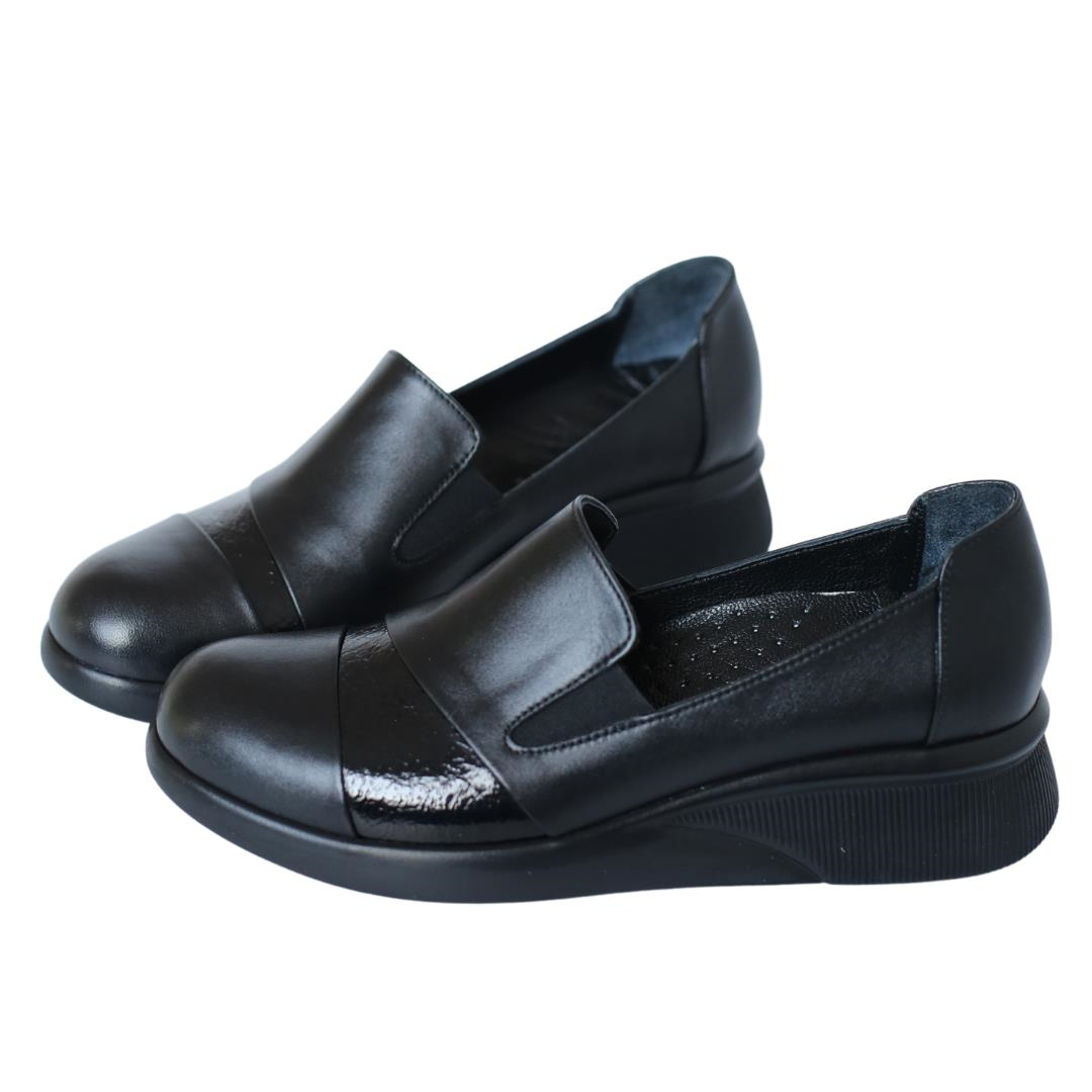 Siyah Deri Kadın Günlük Ayakkabı