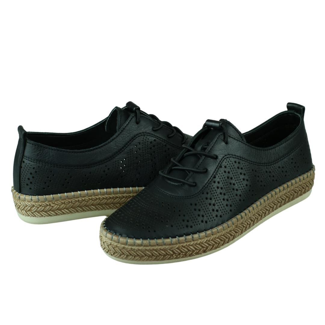 Siyah Deri Kadın Günlük Ayakkabı