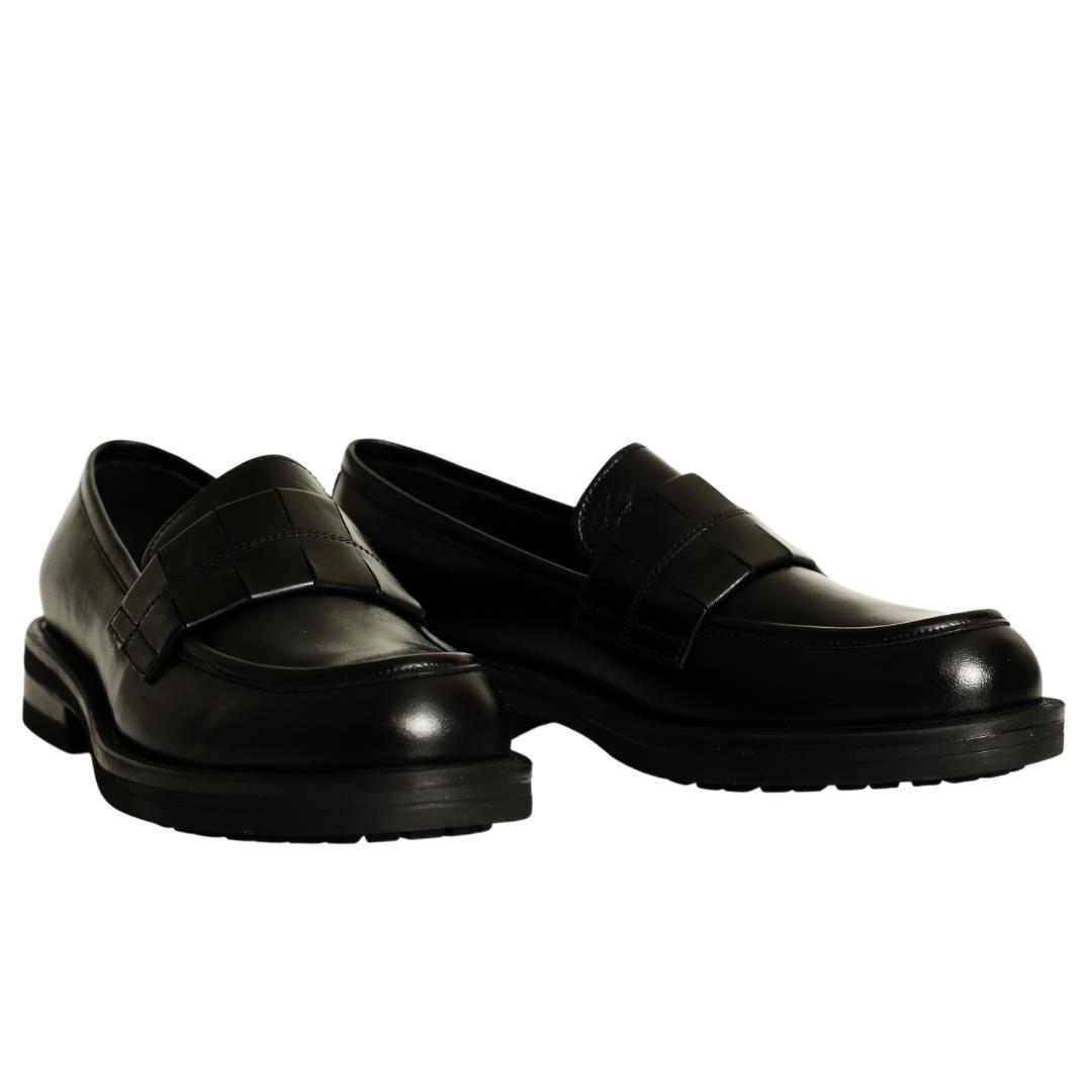 Siyah Deri Kadın Loafer