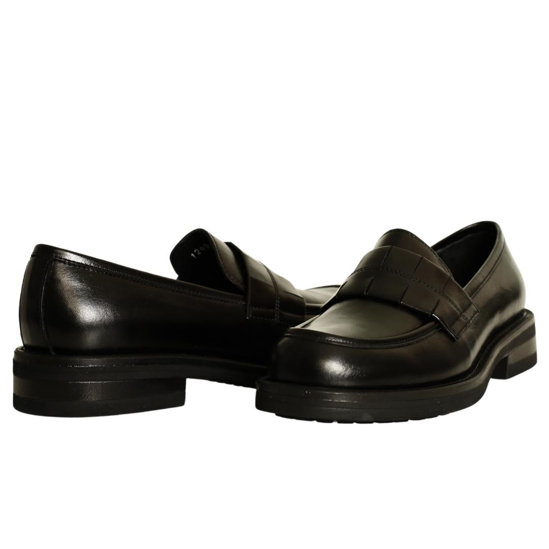 Siyah Deri Kadın Loafer