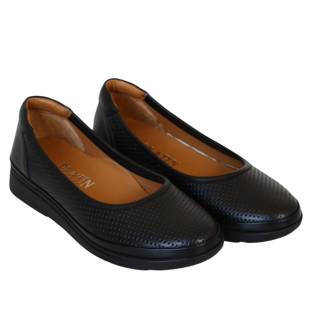 Siyah Deri Kadın Loafer Ayakkabı