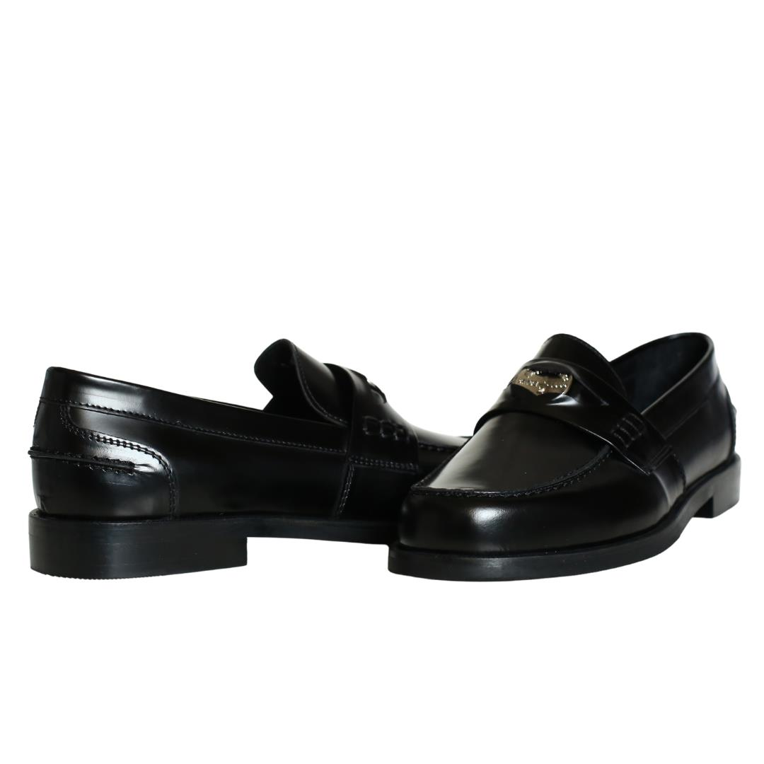 Siyah Deri Kadın Penny Loafer