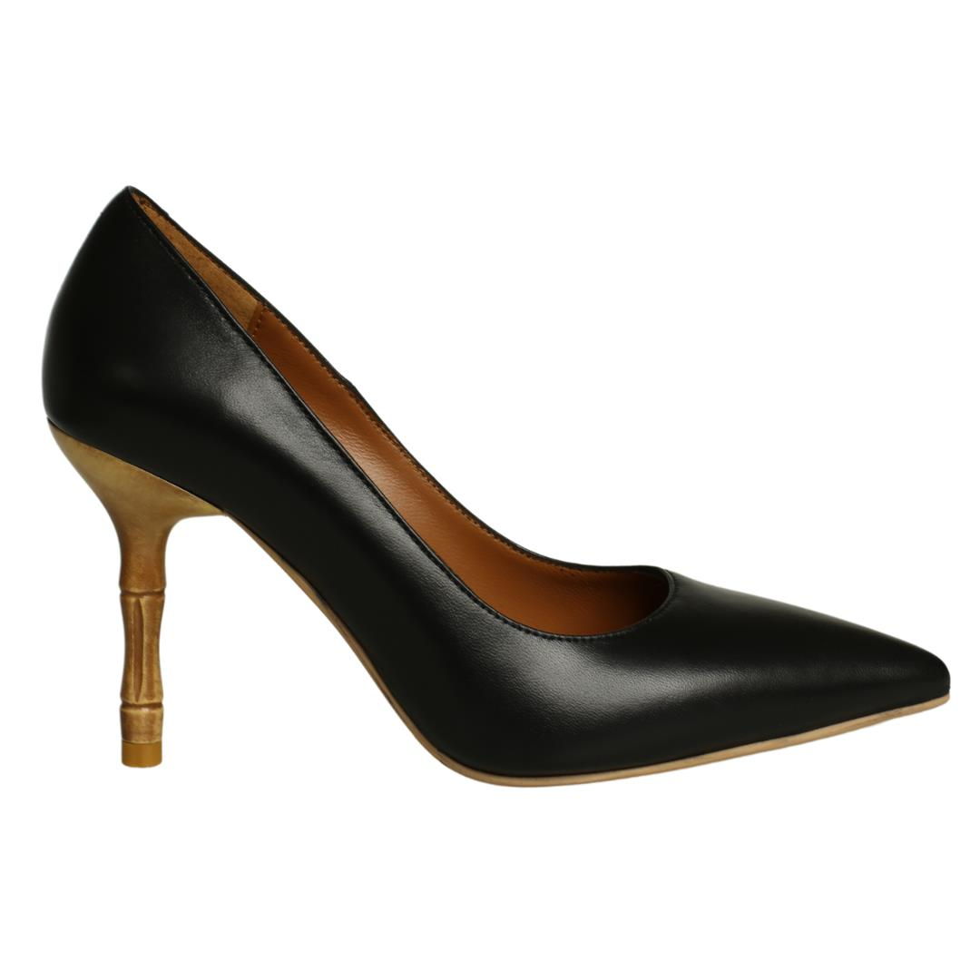 Siyah Deri Kadın Stiletto