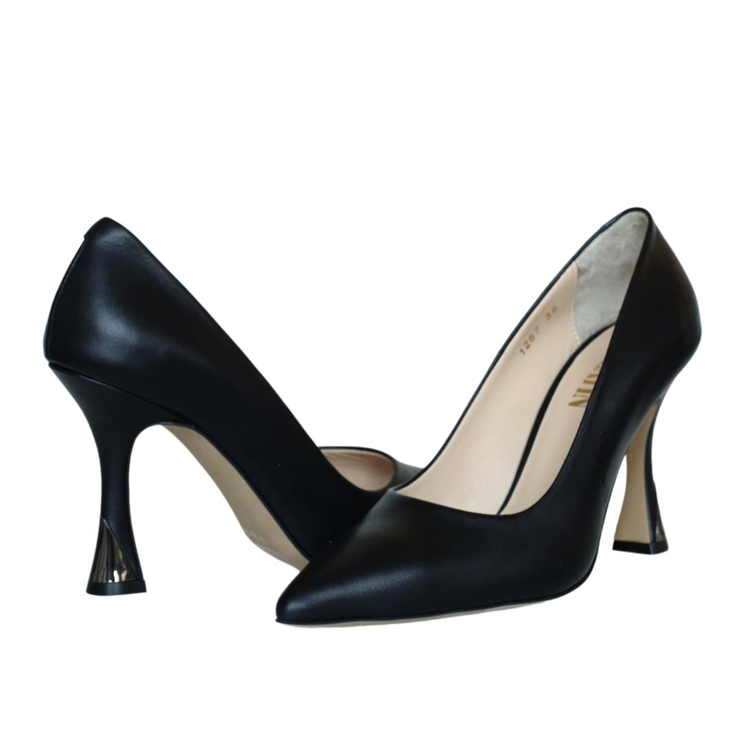 Siyah Deri Kadın Stiletto