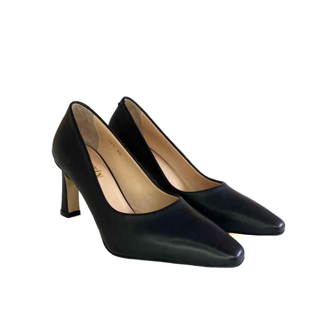 Siyah Deri Kadın Stiletto