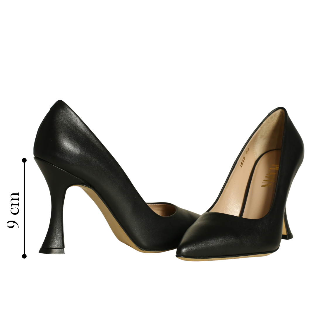 Siyah Deri Kadın Stiletto