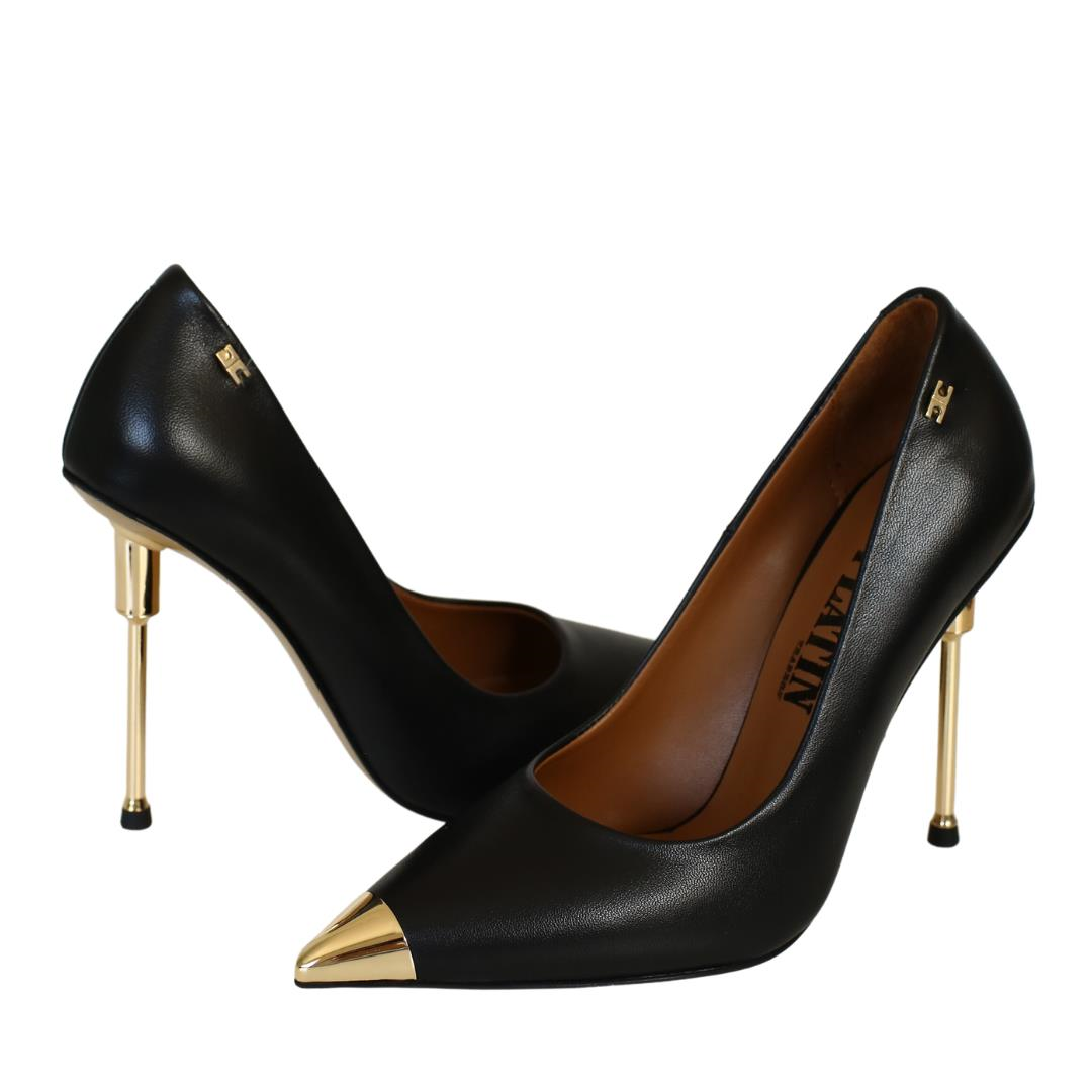 Siyah Deri Kadın Stiletto