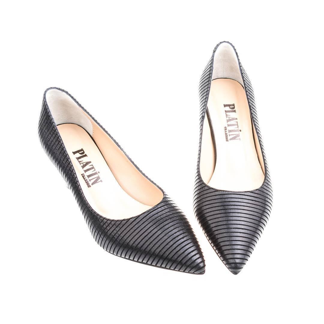 Siyah Deri Kadın Stiletto Ayakkabı