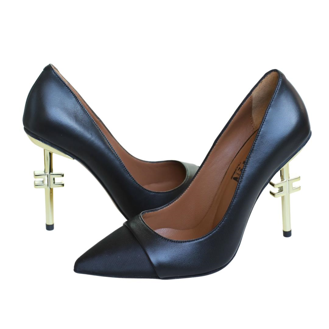 Siyah Deri Kadın Stiletto Ayakkabı