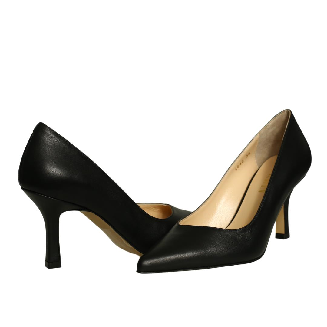 Siyah Deri Kadın Stiletto