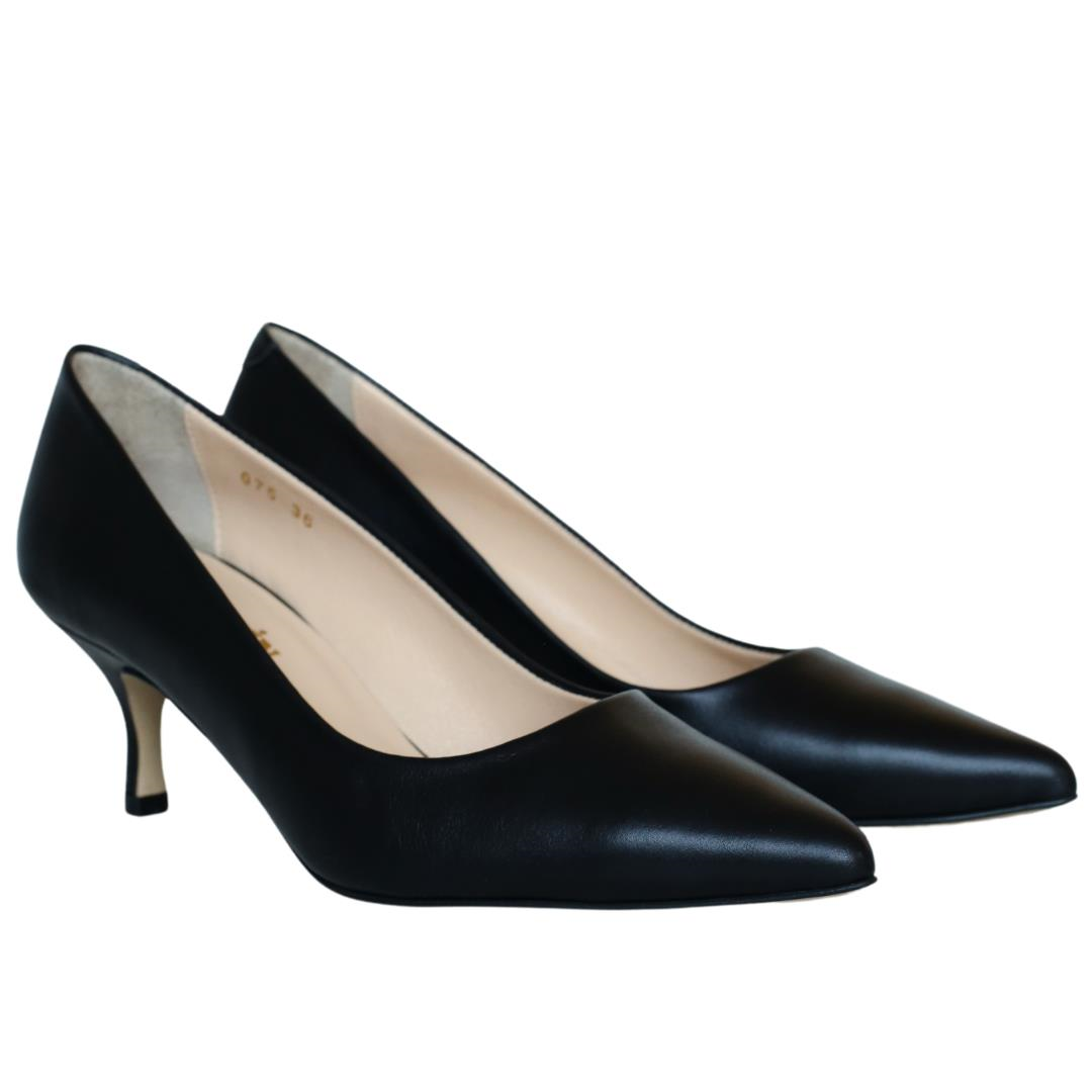 Siyah Deri Kadın Stiletto
