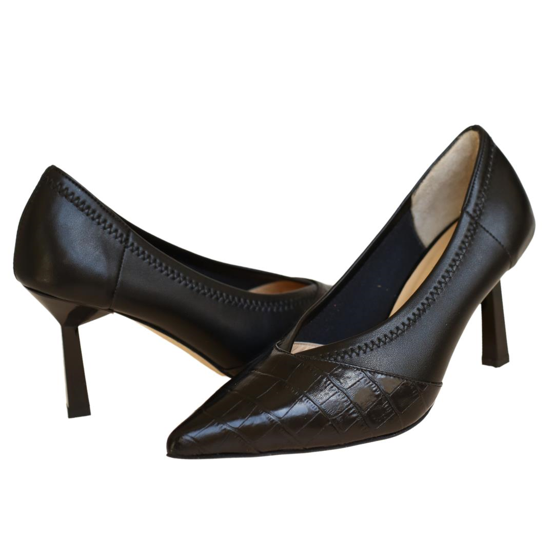 Siyah Deri Kadın Stiletto