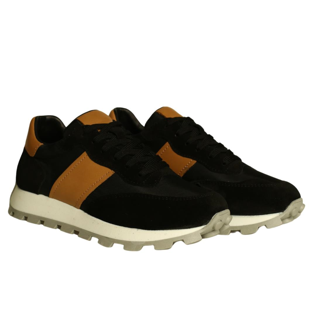Siyah Kombin Kadın Bağcıklı Sneaker