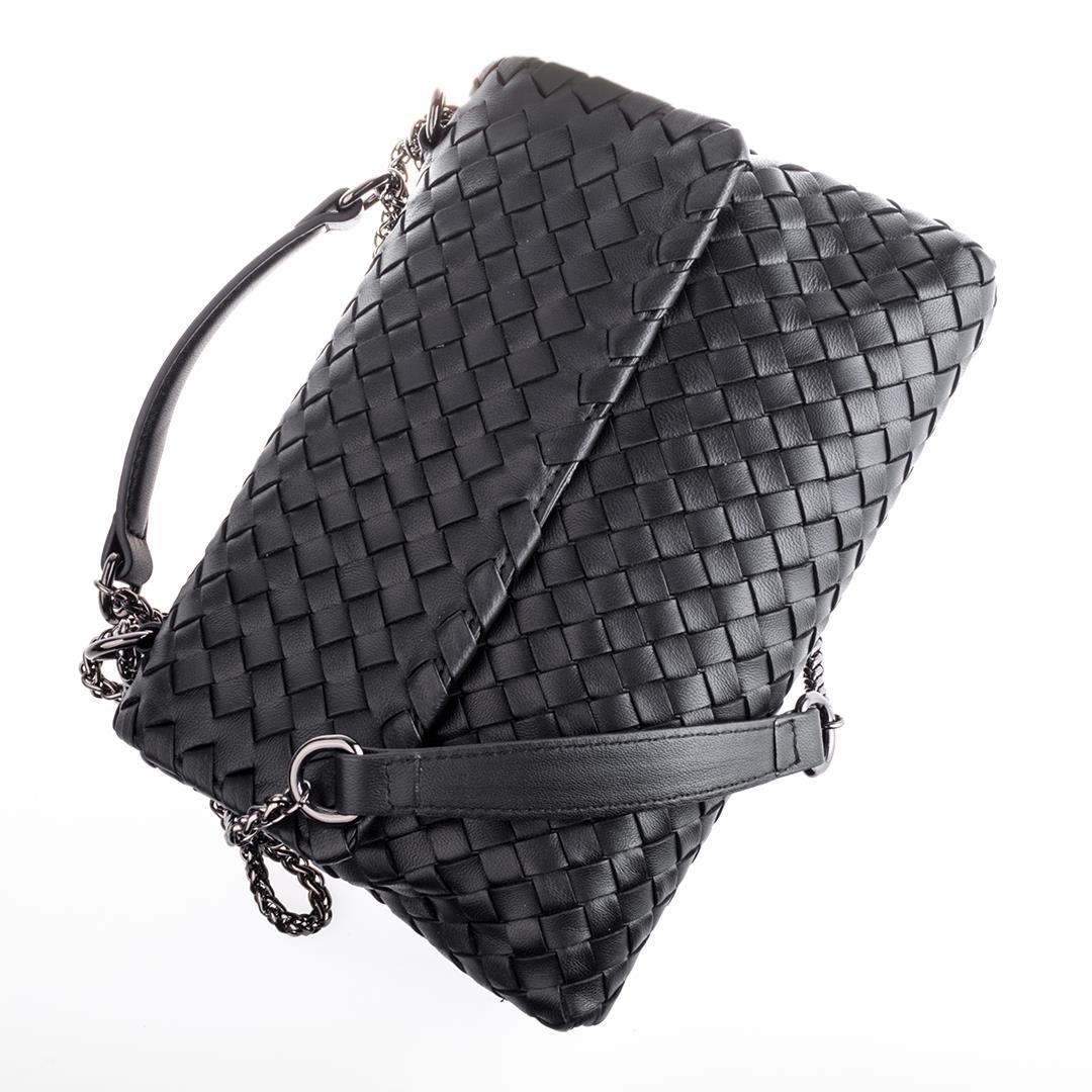 Siyah Örgü Deri Kadın Çapraz Çanta
